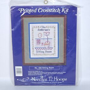 Vintage Needles N Hoops Sitting Room Printed Cross Stitch Kit 458 USA Humor
